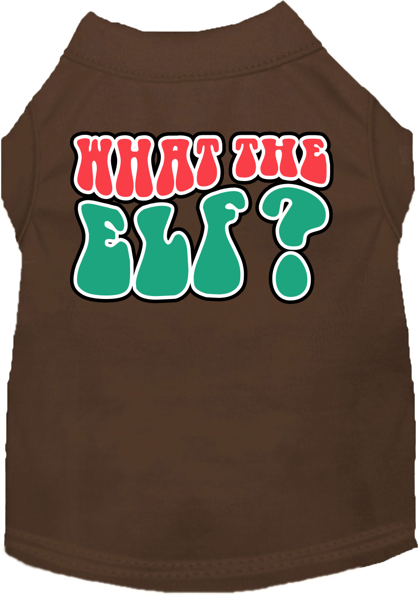 What the Elf Screen Print Dog Shirt Brown Size MD